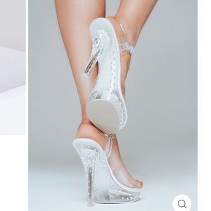 The Shoe Fairy Radiant Olympian clear competition heels 7